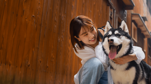 woman with dog